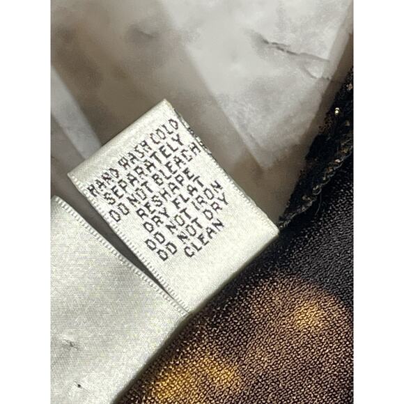 McBling Mob Wife 00s Y2K Leopard Glitter Tank Top Sz 1 Brown Gold Sparkle Glam - Picture 7 of 12